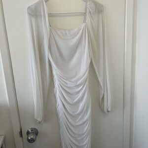 Elegant White Draped Dress